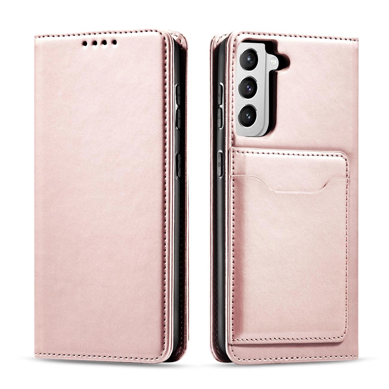 Hurtel Magnet Card Case pro Samsung Galaxy S22 card wallet cover card holder pink