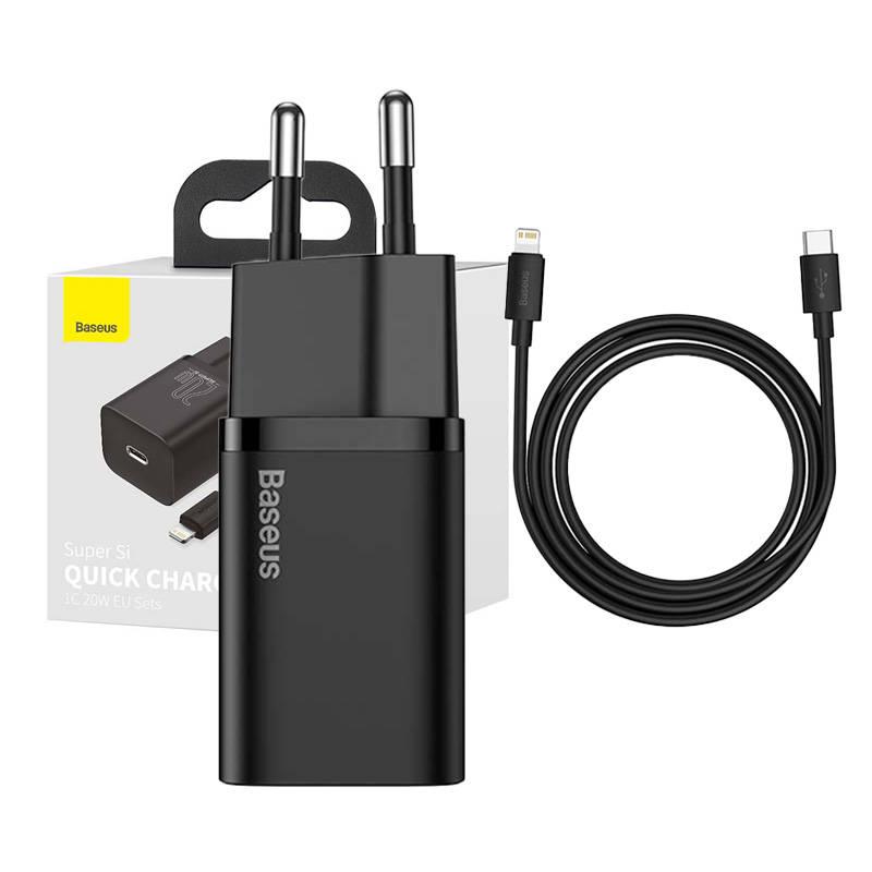Baseus Super Si Quick Charger 1C 20W s kabelem USB-C na Lightning 1m (černý)