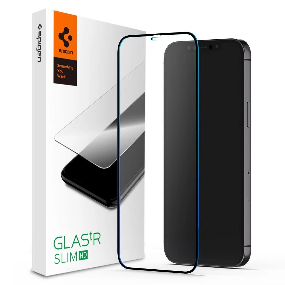 Spigen Glass FC tvrzené sklo pro iPhone 12 / iPhone 12 Pro - černé