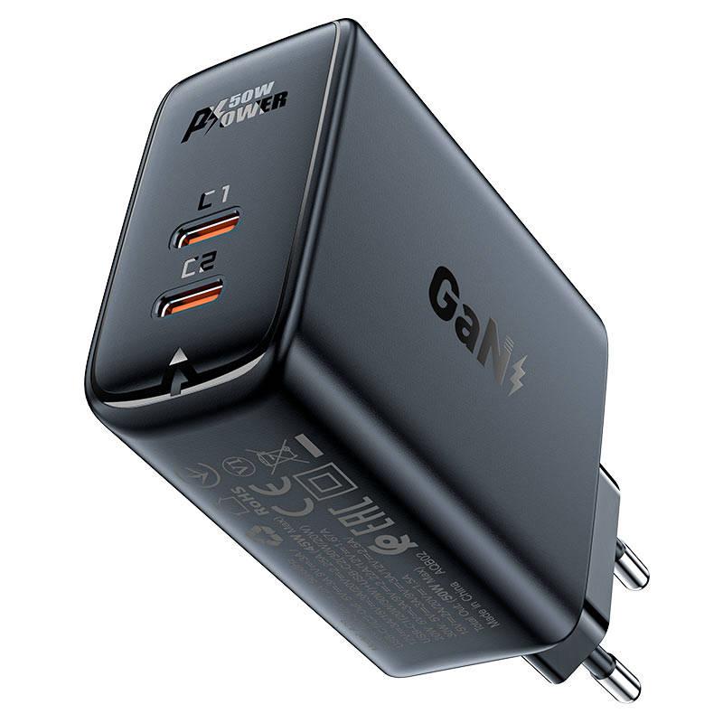 Acefast A29 PD50W GAN 2x USB-C 50W síťová nabíječka (černá)