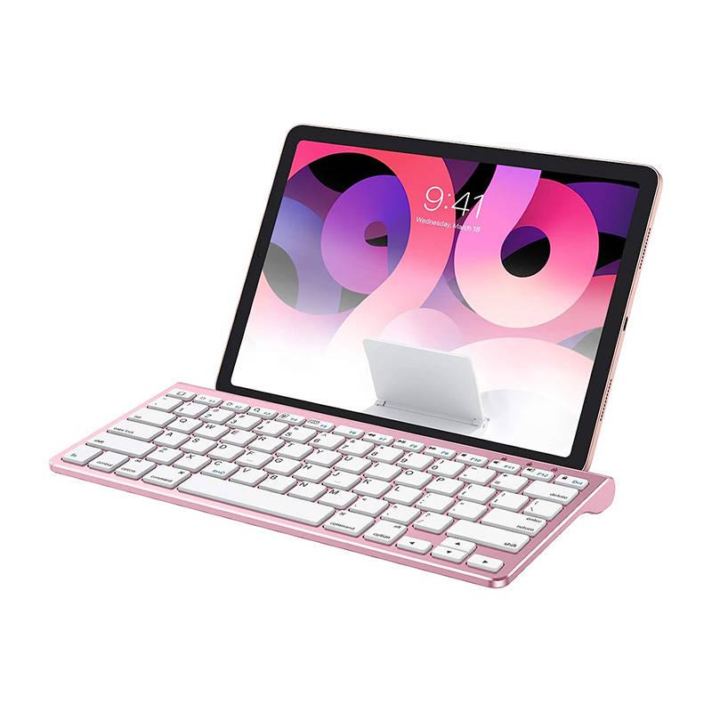 Bezdrátová klávesnice pro iPad s držákem na tablet KB088 Omoton (růžová)