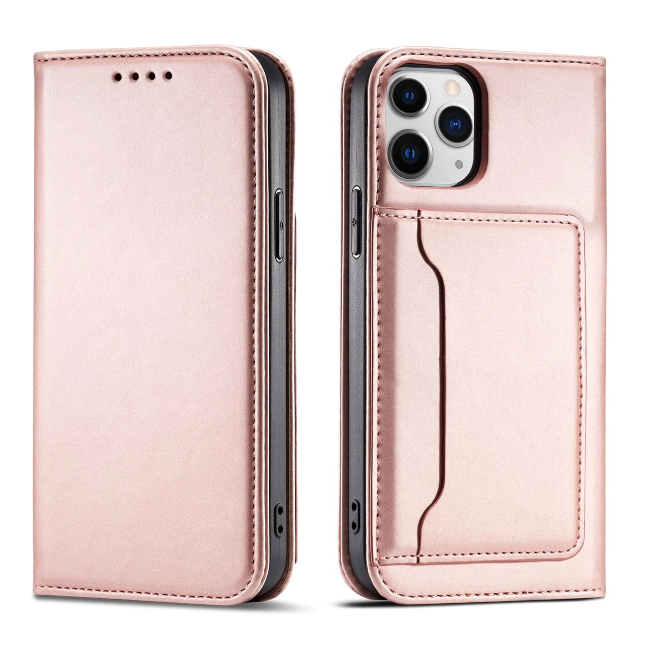Hurtel Magnetické pouzdro na karty pro Samsung Galaxy S22 Ultra card wallet case card holder pink