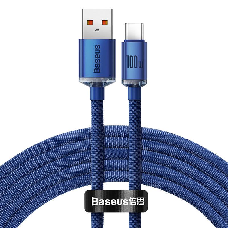 Kabel Baseus Crystal Shine USB na USB-C, 100 W, 1,2 m (modrý)