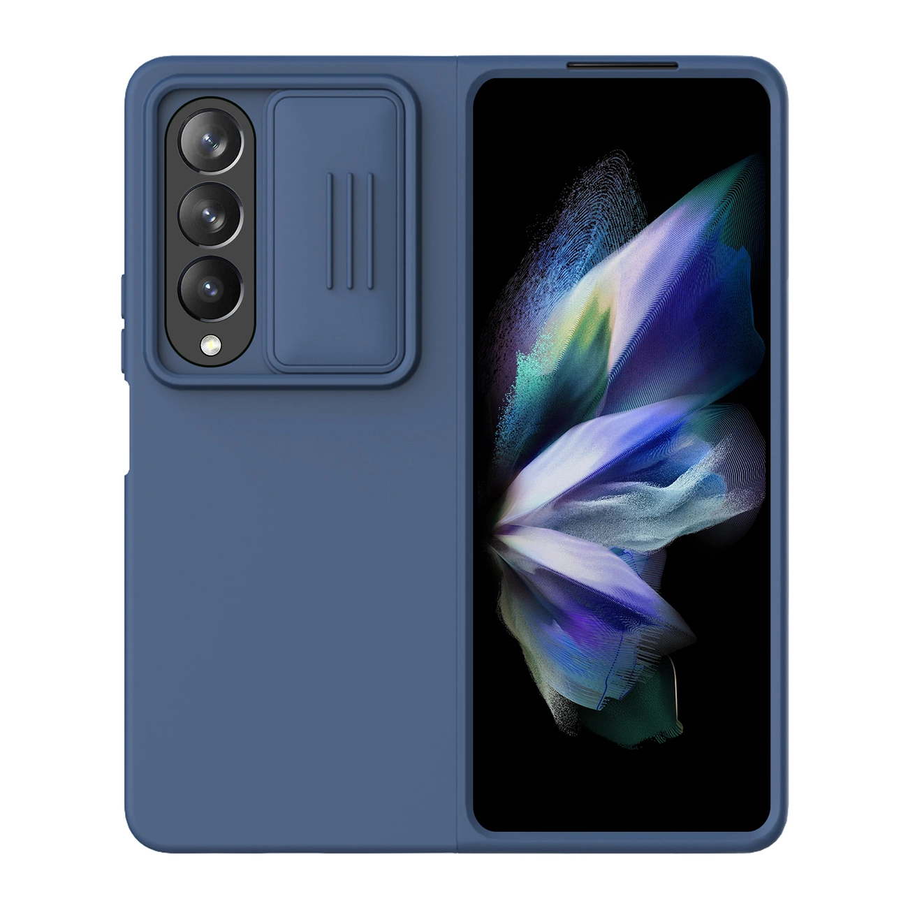 Nillkin CamShield Silky Silicone Case Samsung Galaxy Z Fold 4 silikonový obal s krytem fotoaparátu modrý
