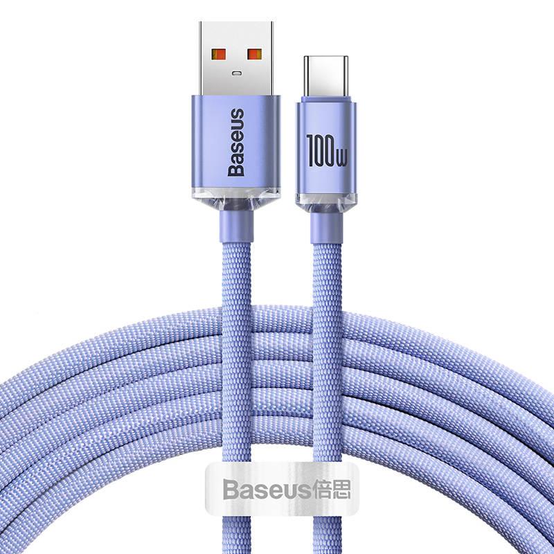 Kabel Baseus Crystal Shine z USB na USB-C, 100 W, 2 m (fialový)
