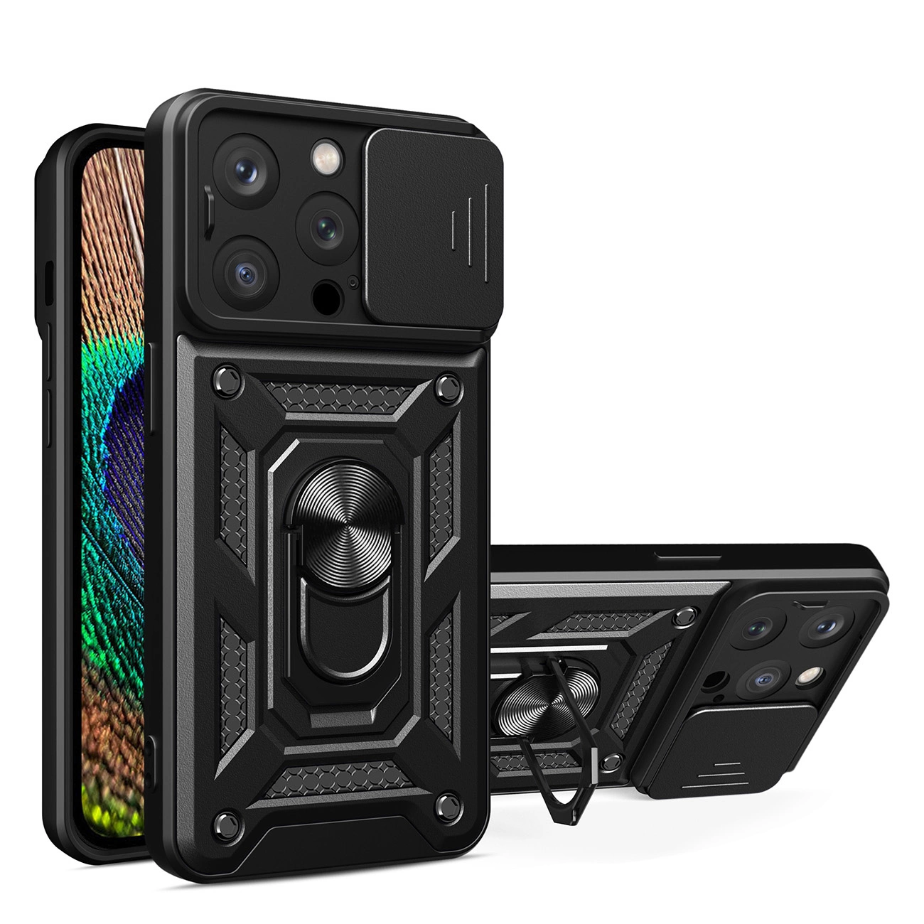 Hurtel Hybrid Armor Camshield iPhone 14 Pro obrněné pouzdro s krytem fotoaparátu černé