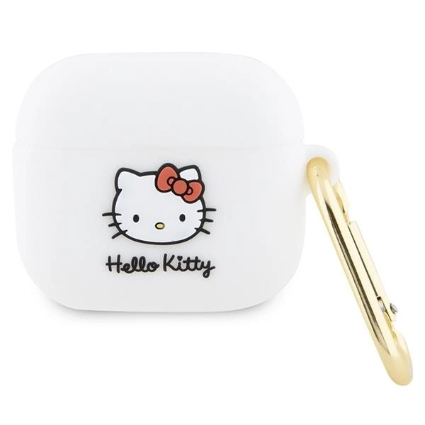 Hello Kitty Silikonové pouzdro 3D Kitty Head pro AirPods 3 - bílé