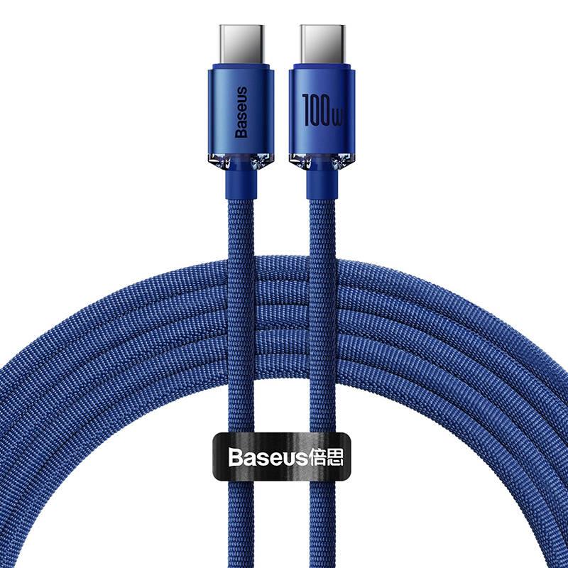 Kabel Baseus Crystal Shine USB-C na USB-C, 100 W, 1,2 m (modrý)