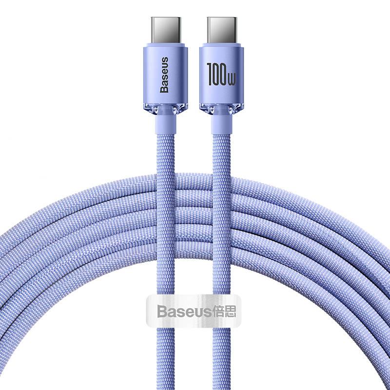 Kabel Baseus Crystal Shine USB-C na USB-C, 100 W, 1,2 m (fialový)