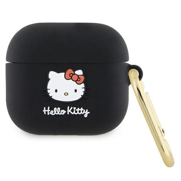 Hello Kitty Silikonové pouzdro 3D Kitty Head pro AirPods 3 - černé