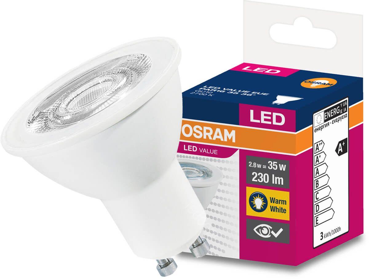 LED žárovka LED GU10 3,2W = 35W 230lm 2700K Teplá bílá 36° OSRAM Value OSRLED2402