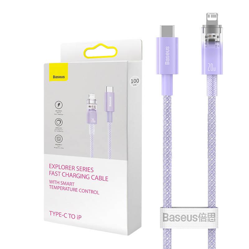 Baseus USB-C na Lightning Explorer Series rychlonabíjecí kabel 2m, 20W (fialový)