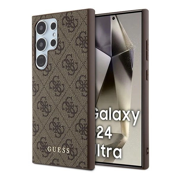 Pouzdro Guess 4G Metal Gold Logo pro Samsung Galaxy S24 Ultra - hnědé
