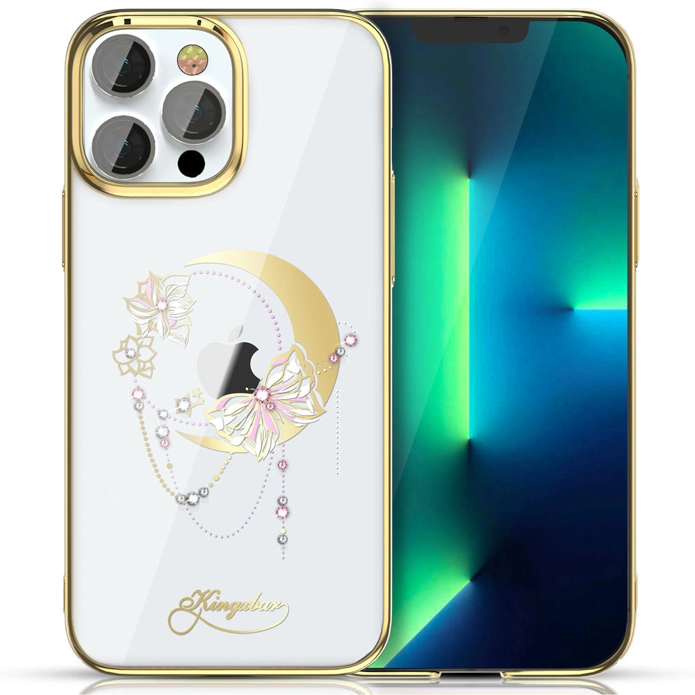 Luxusní pouzdro Kingxbar Moon Series s krystaly Swarovski pro iPhone 13 Pro zlaté (Butterfly)
