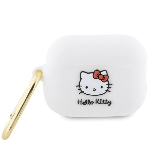 Hello Kitty Silikonové pouzdro 3D Kitty Head pro AirPods Pro 2 (2022/2023) - bílé