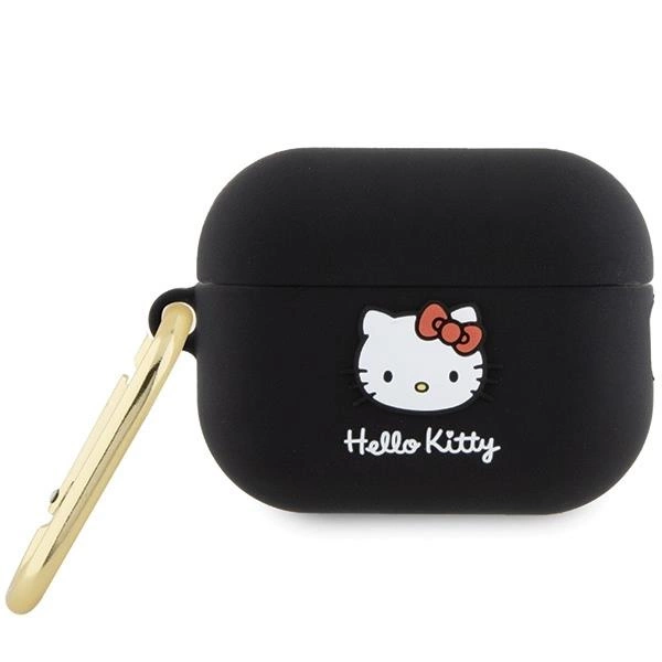 Hello Kitty Silikonové pouzdro 3D Kitty Head pro AirPods Pro 2 (2022/2023) - černé