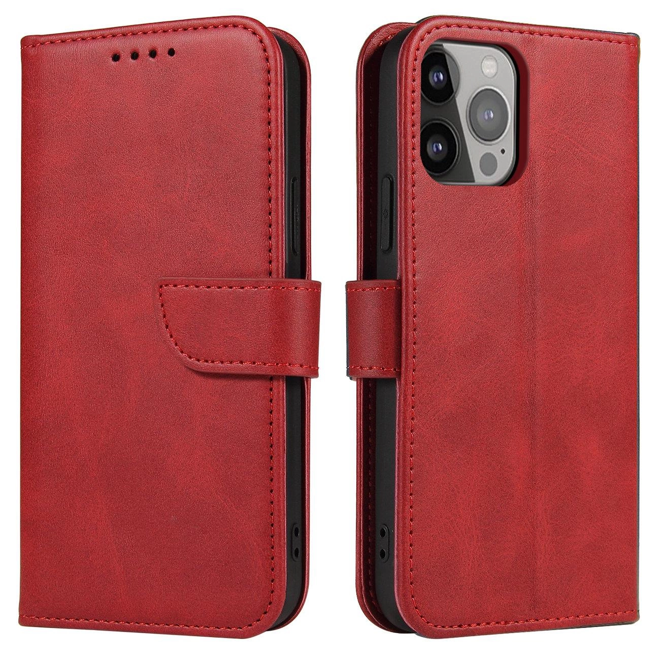 Hurtel Magnetické pouzdro Samsung Galaxy S23 s flipovým krytem, peněženkovým stojánkem, červené