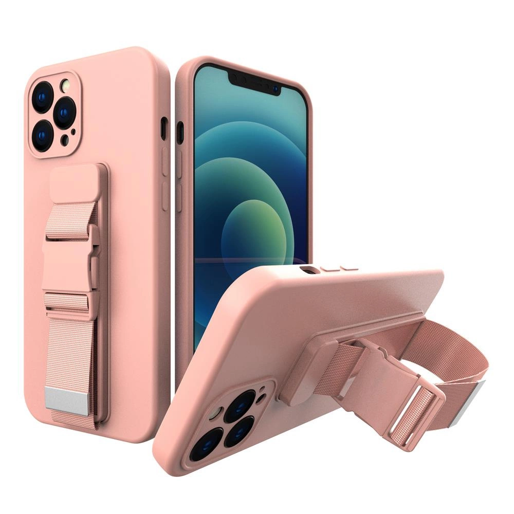 Hurtel Lanové pouzdro gelové pouzdro se šňůrkou řetízek kabelka šňůrka iPhone XS Max růžová