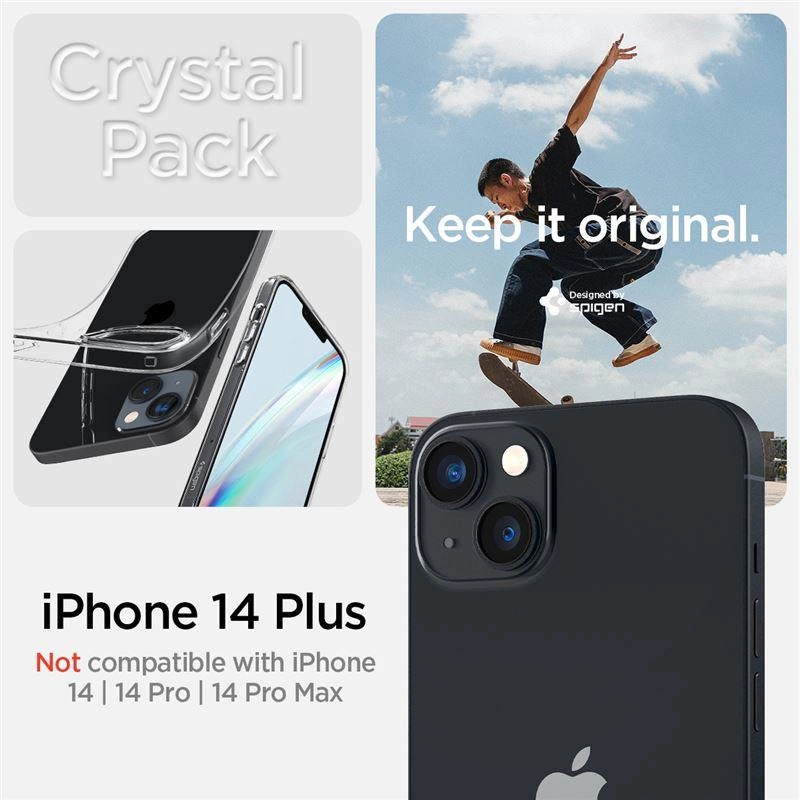 Sada krystalického pouzdra a tvrzeného skla Spigen pro iPhone 14 Plus - čirá