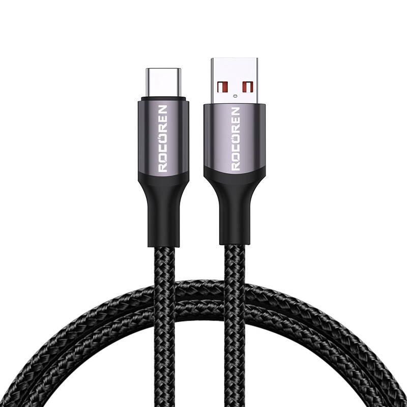 Kabel USB na USB-C Rocoren Retro Series 3A, 1 m (šedý)