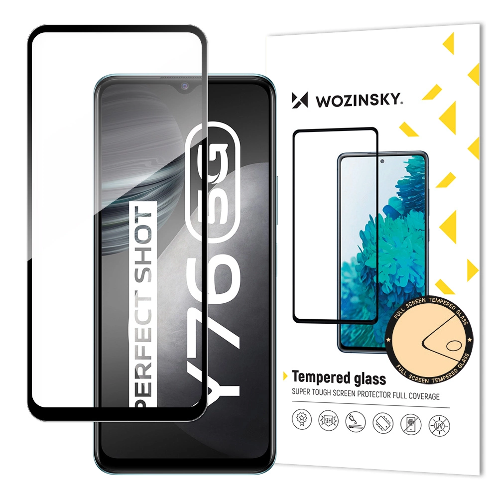 Wozinsky super silné Full Glue tvrzené sklo přes celou obrazovku s rámečkem Case Friendly Vivo Y76 5G / Y76s / Y74s černé