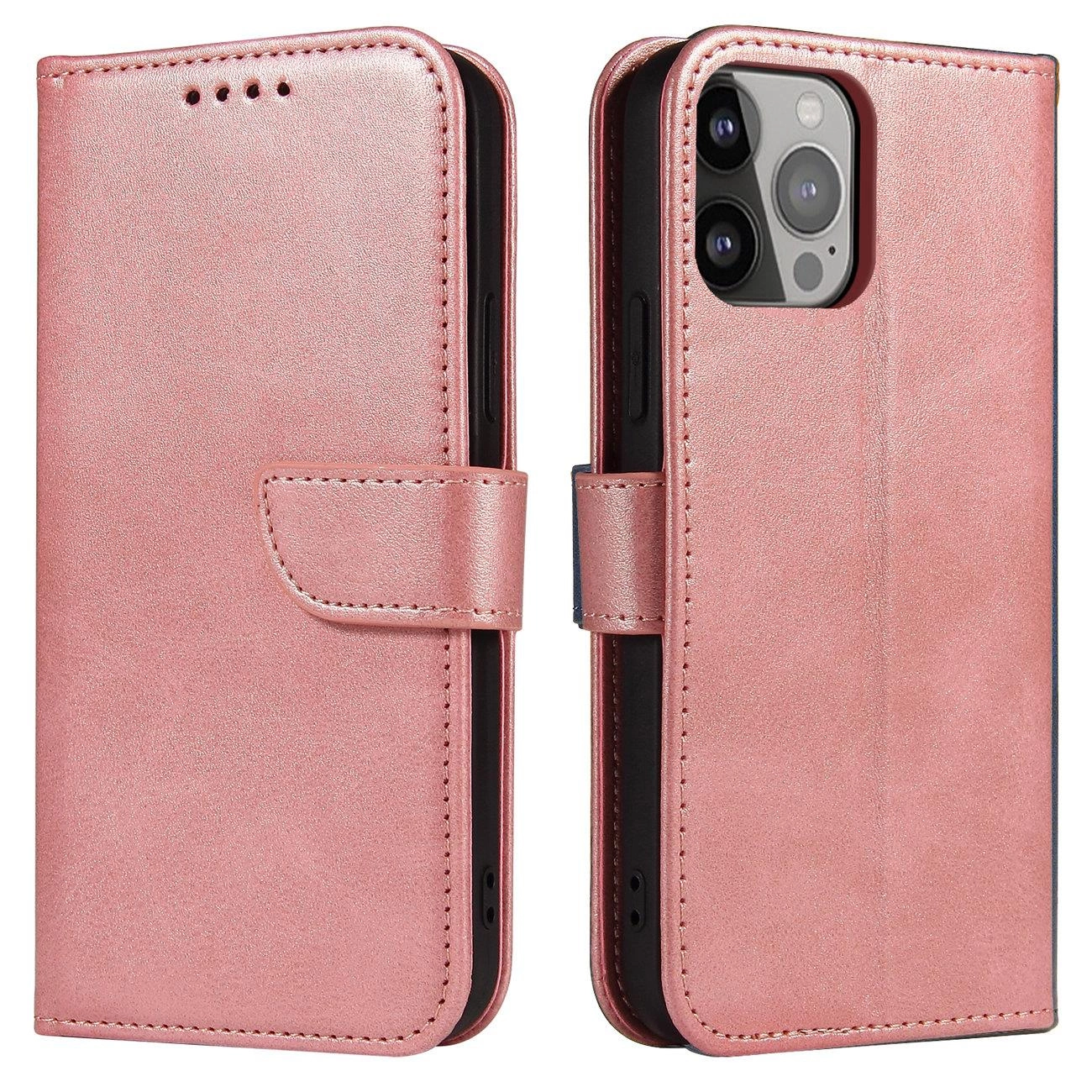 Hurtel Magnetické pouzdro Samsung Galaxy S23+ s klopou, peněženkou a stojánkem růžové barvy
