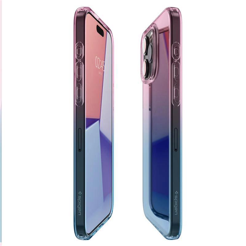 Pouzdro Spigen Liquid Crystal pro iPhone 15 Pro - růžové a modré