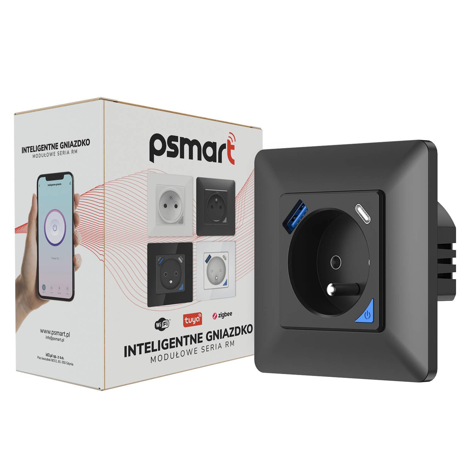 PSMART USB měřicí zásuvka černá RM WiFi TUYA