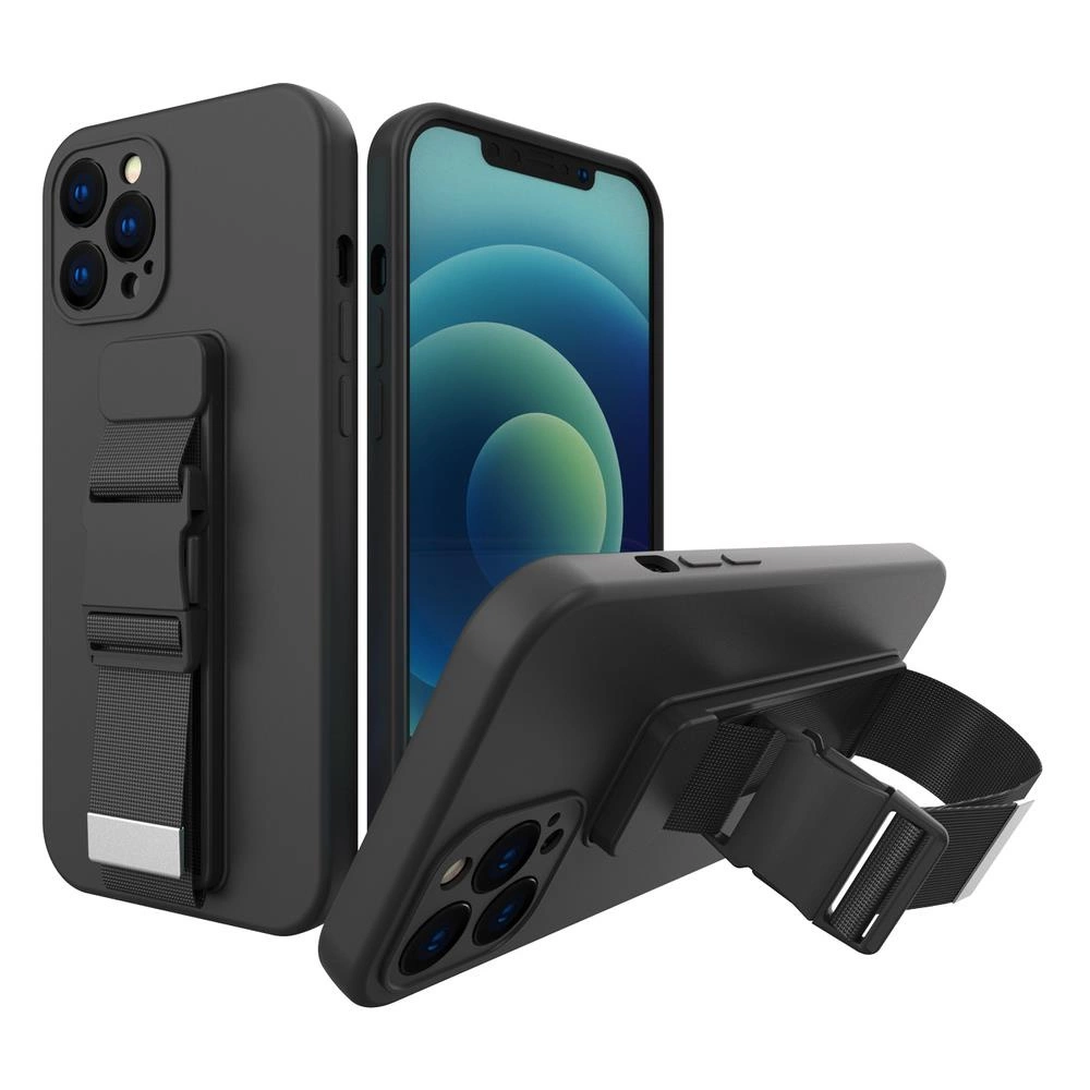 Hurtel Lanové pouzdro gelové pouzdro se šňůrkou na zavěšení iPhone 11 Pro Max černé