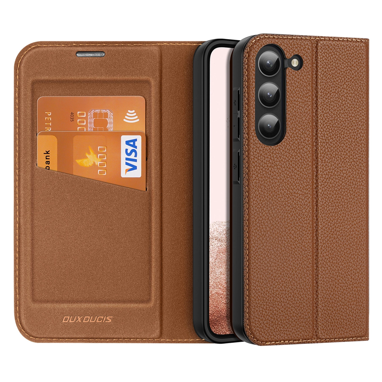 Dux Ducis Skin X2 pouzdro Samsung Galaxy S23 flip cover wallet stand brown