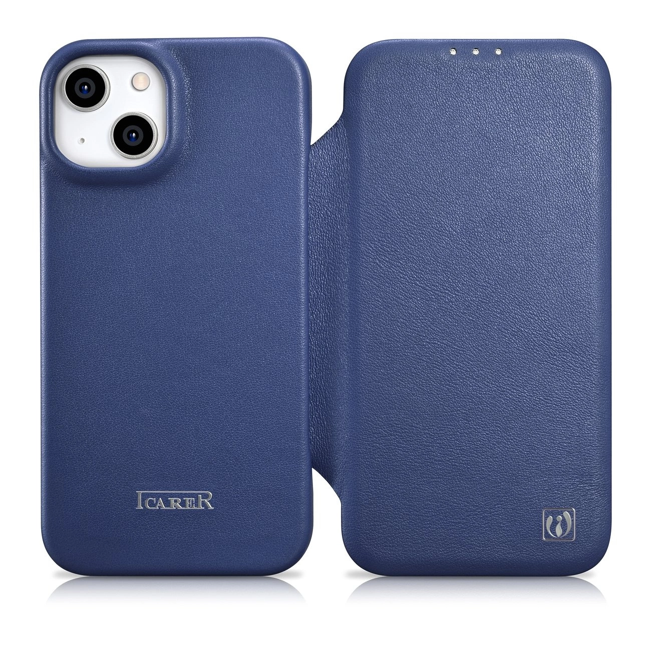iCarer CE Premium Leather Folio Case pro iPhone 14 s magnetickou klopou MagSafe modrý (WMI14220713-BU)