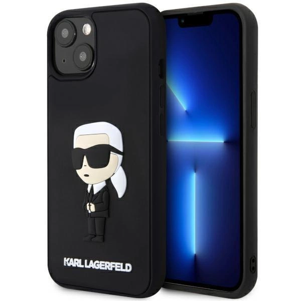 Gumové pouzdro Karl Lagerfeld Ikonik 3D pro iPhone 14 Plus - černé