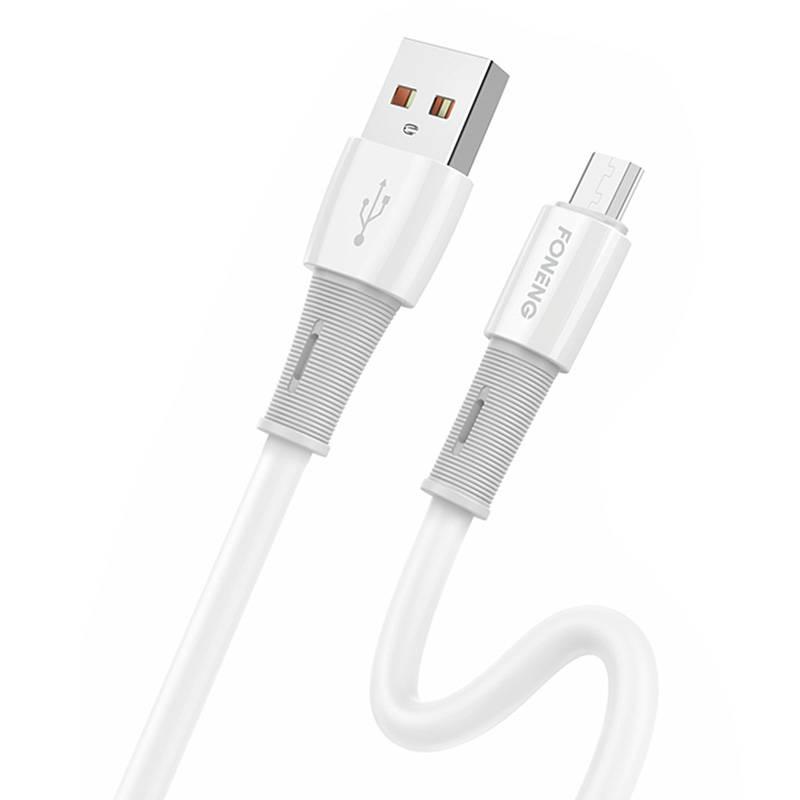 Flexibilní kabel USB na Micro Foneng X86 3A, 1,2 m (bílý)