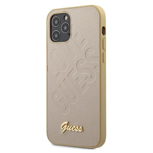 Pouzdro Guess Iridescent Love Script Gold Logo pro iPhone 12 mini - zlaté