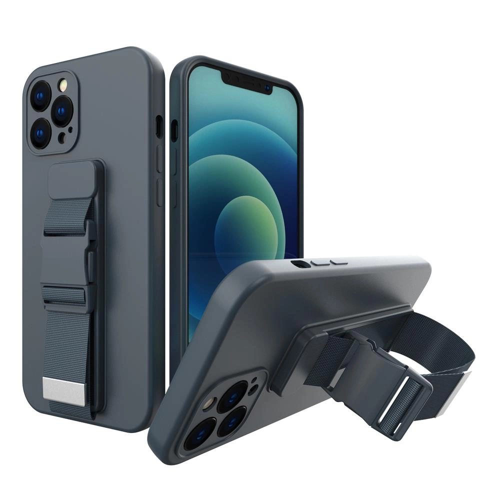 Hurtel Lanové pouzdro gelové pouzdro se šňůrkou na zavěšení iPhone 11 Pro Max tmavě modré
