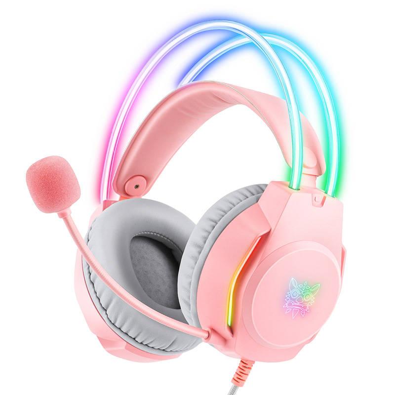 Růžová herní sluchátka ONIKUMA X26