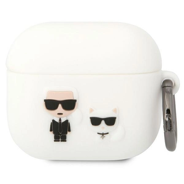Karl Lagerfeld Silikonové pouzdro Karl&Choupette pro AirPods 3 - bílé