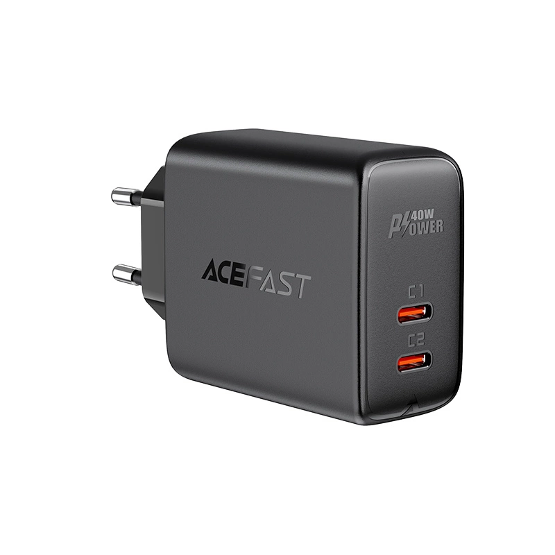 Síťová nabíječka Acefast 2x USB typu C 40W, PPS, PD, QC 3.0, AFC, FCP černá (A9 černá)