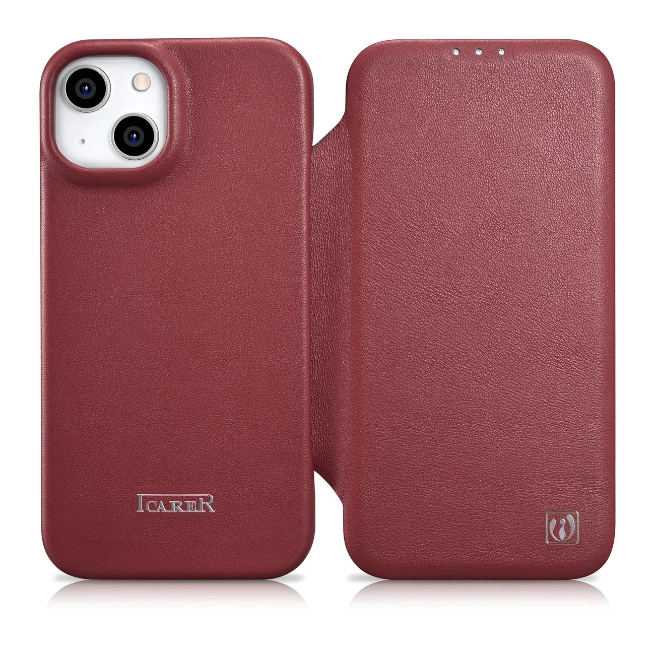 iCarer CE Premium Leather Folio Case pro iPhone 14 Plus s magnetickou klopou MagSafe červený (WMI14220715-RD)