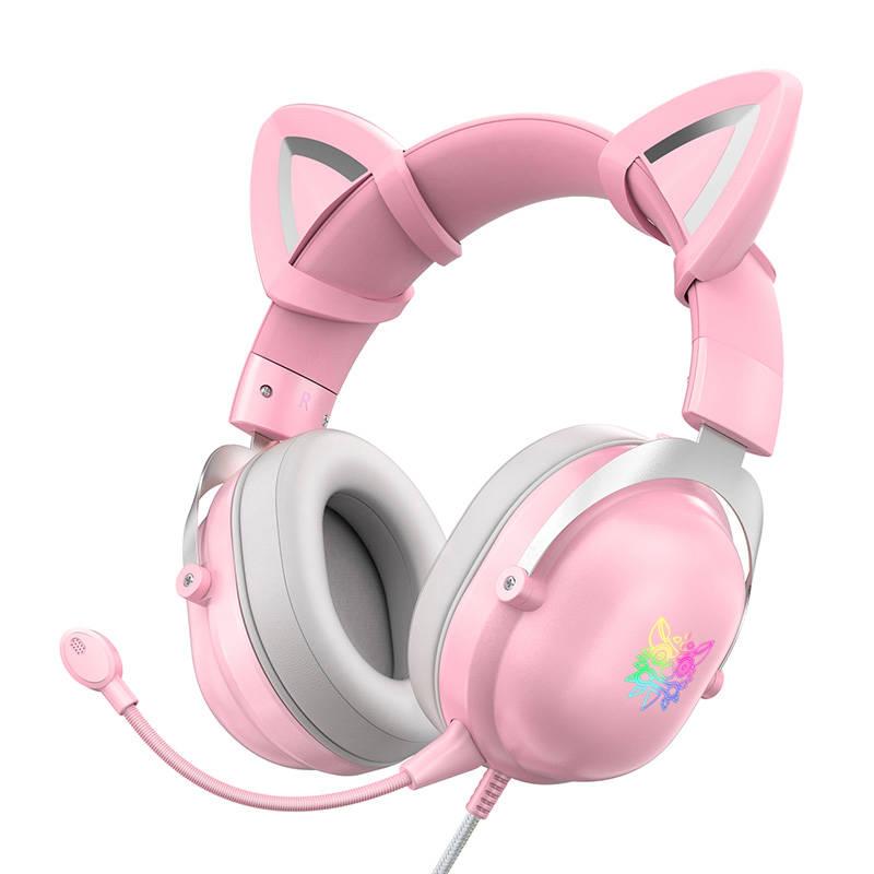 Růžová herní sluchátka ONIKUMA X11