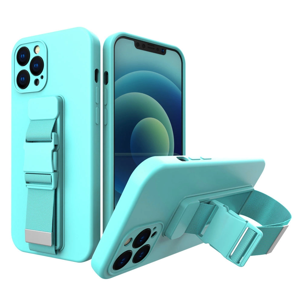 Hurtel Lanové pouzdro gelové pouzdro se šňůrkou řetízek taška šňůrka iPhone 12 mini světle modrá