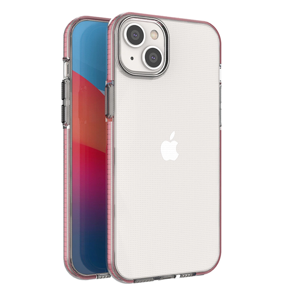 Hurtel Spring Case Silikonové pouzdro s rámečkem pro iPhone 14 Plus světle růžové