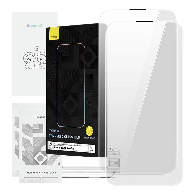 Baseus Corning tvrzené sklo pro iPhone 13/13Pro/14 s prachovým filtrem