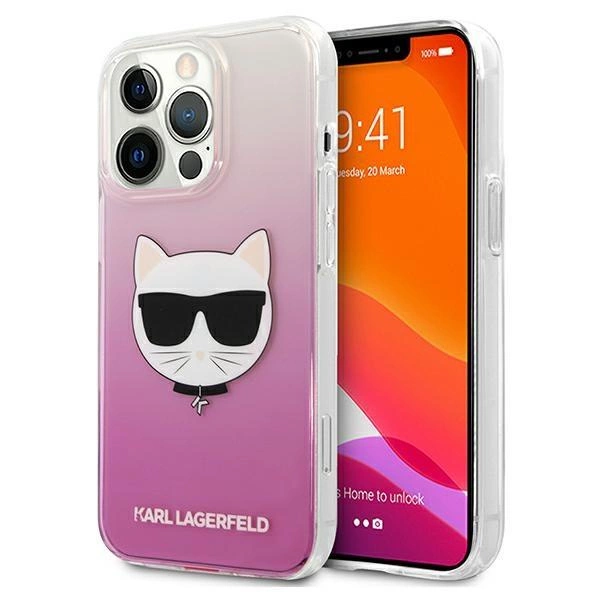 Pouzdro Karl Lagerfeld Choupette Head pro iPhone 13 Pro / iPhone 13 - růžové