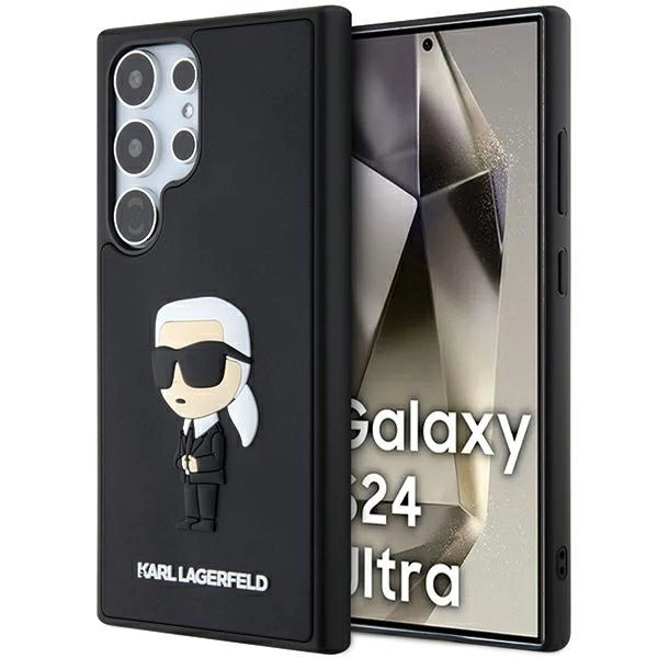 Karl Lagerfeld 3D gumové pouzdro Ikonik pro Samsung Galaxy S24 Ultra - černé
