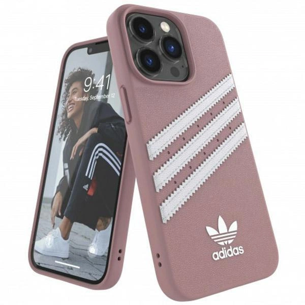 Adidas OR Tvarované pouzdro PU pro iPhone 13 Pro / iPhone 13 - růžové