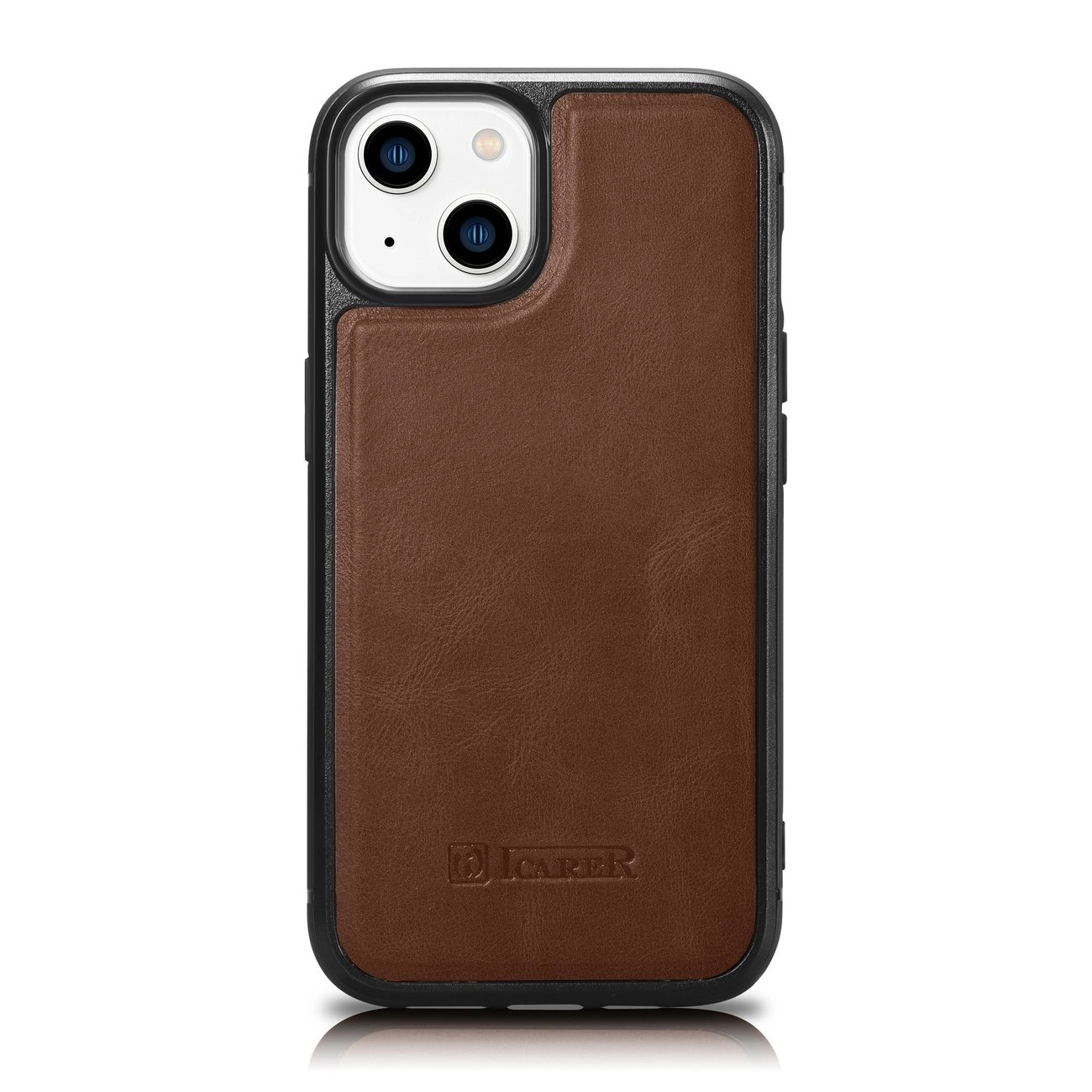 iCarer Leather Oil Wax pouzdro z přírodní kůže pro iPhone 14 Plus (kompatibilní s MagSafe) hnědé (WMI14220719-BN)
