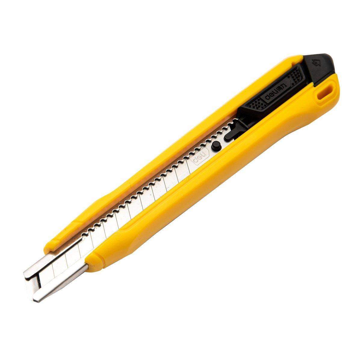 Odlamovací nůž Deli Tools EDL009B, SK4, 9 mm (žlutý)