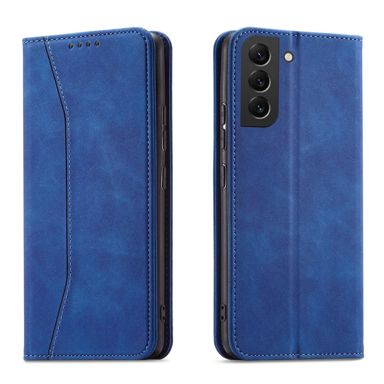 Hurtel Magnet Fancy Case pro Samsung Galaxy S22+ (S22 Plus) card wallet case card stand blue