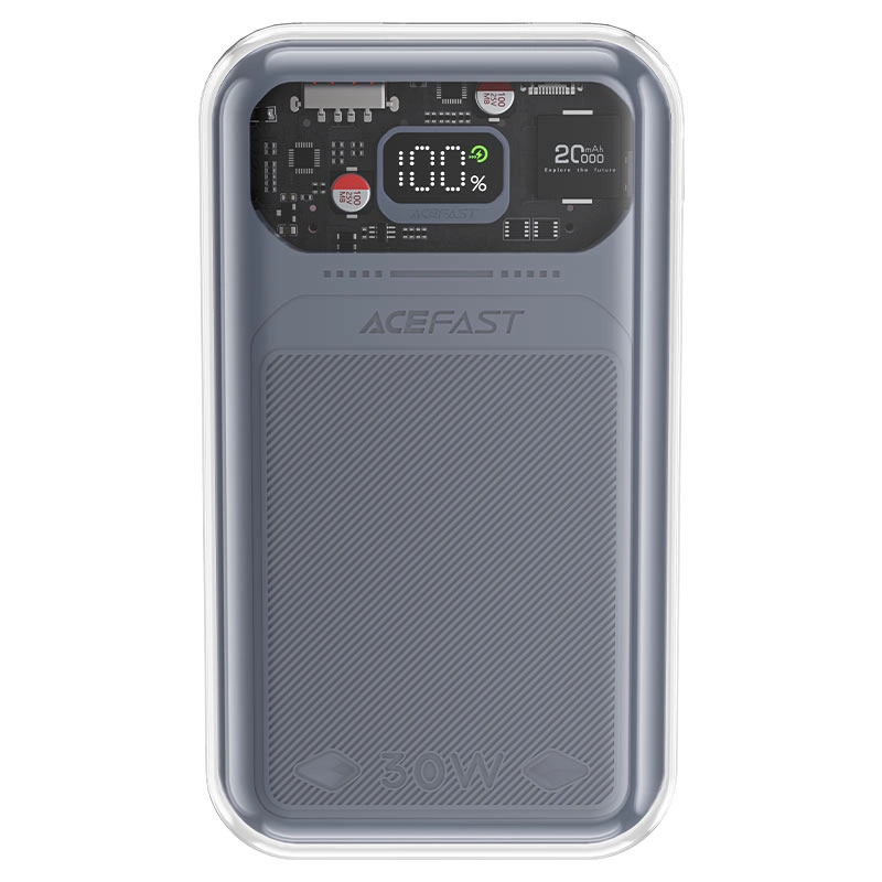 Acefast powerbank 20000mAh Sparkling Series rychlé nabíjení 30W šedá (M2)